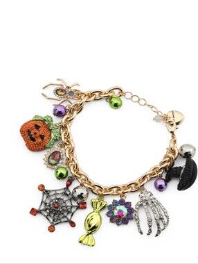 Betsey Johnson Halloween Charm Bracelet - W/ Gold Chain NWT